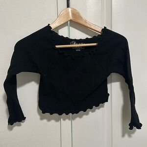 Black stretchy crop top long sleeve
